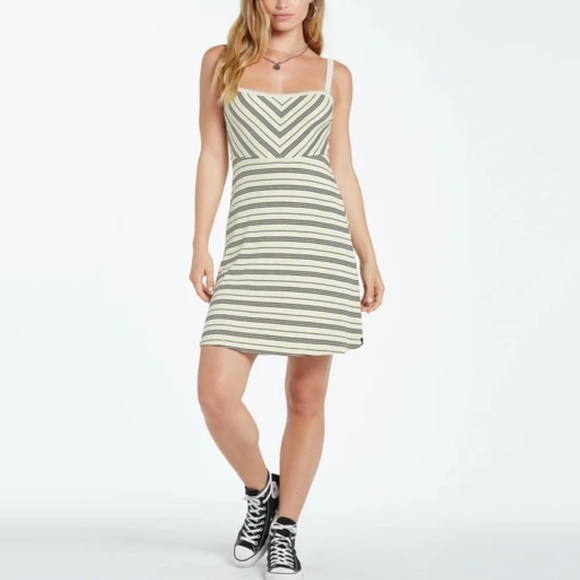 NWT Volcom Popztone Ribbed Striped Sleeveless Mini Dress - Picture 3 of 9